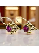 Aur galben 14K 14K (585) Ruby cercei vec092y Rusesc Sovietic URSS Vintage Craft Art Deco style