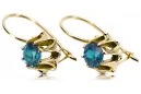 14 كارت من الذهب الأصفر 14K (585) Aquamarine أقراط vec092y روسي سوفيتي الاتحاد السوفيتي حرف يدوية فينتاج آرت ديكو style