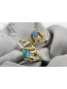 14 كارت من الذهب الأصفر 14K (585) Aquamarine أقراط vec092y روسي سوفيتي الاتحاد السوفيتي حرف يدوية فينتاج آرت ديكو style