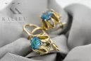 14 كارت من الذهب الأصفر 14K (585) Aquamarine أقراط vec092y روسي سوفيتي الاتحاد السوفيتي حرف يدوية فينتاج آرت ديكو style
