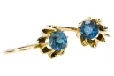 14 كارت من الذهب الأصفر 14K (585) Aquamarine أقراط vec092y روسي سوفيتي الاتحاد السوفيتي حرف يدوية فينتاج آرت ديكو style