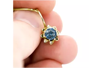 14k κίτρινο χρυσό 14K (585) Aquamarine Σκουλαρίκια vec092y Russian Soviet USSR Vintage Jewlery Art Deco style