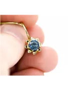 14 كارت من الذهب الأصفر 14K (585) Aquamarine أقراط vec092y روسي سوفيتي الاتحاد السوفيتي حرف يدوية فينتاج آرت ديكو style