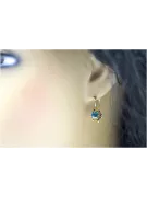 14 كارت من الذهب الأصفر 14K (585) Aquamarine أقراط vec092y روسي سوفيتي الاتحاد السوفيتي حرف يدوية فينتاج آرت ديكو style