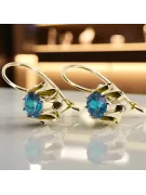 14 كارت من الذهب الأصفر 14K (585) Aquamarine أقراط vec092y روسي سوفيتي الاتحاد السوفيتي حرف يدوية فينتاج آرت ديكو style