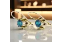 14 كارت من الذهب الأصفر 14K (585) Aquamarine أقراط vec092y روسي سوفيتي الاتحاد السوفيتي حرف يدوية فينتاج آرت ديكو style
