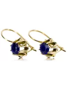 Yellow 14k gold 14K (585) Sapphire earrings vec092y Russian Soviet USSR Vintage style Art Deco style