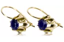 14 كارت من الذهب الأصفر 14K (585) Sapphire أقراط vec092y روسي سوفيتي الاتحاد السوفيتي أسلوب فينتاج آرت ديكو style
