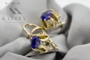 Or jaune 14 carats 14K (585) Sapphire des boucles d'oreilles vec092y Russe Soviétique URSS Style vintage Art Deco style