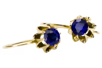14K жълто злато 14K (585) Sapphire Обеци vec092y Руски Съветски СССР Винтидж бижута Ар-деко style