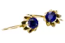14k žluté zlato 14K (585) Sapphire náušnice vec092y Russian Soviet USSR Vintage Art Deco style