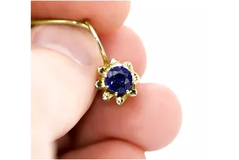 14-ка/желтое золото 14K (585) Sapphire Серьги vec092y Русский Советский СССР Винтаж стиль Ар-деко style