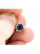 14k κίτρινο χρυσό 14K (585) Sapphire Σκουλαρίκια vec092y Russian Soviet USSR Vintage craft Art Deco style