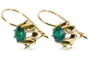 Oro amarillo de 14 quilates 14K (585) Emerald pendientes vec092y Ruso Soviético URSS Vintage Art Deco style
