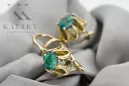14k κίτρινο χρυσό 14K (585) Emerald Σκουλαρίκια vec092y Russian Soviet USSR Vintage Jewlery Art Deco style