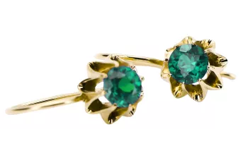 14k žlté zlato 14K (585) Emerald náušnice vec092y Russian Soviet USSR Vintage Art Deco style