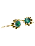 14 كارت من الذهب الأصفر 14K (585) Emerald أقراط vec092y روسي سوفيتي الاتحاد السوفيتي أسلوب فينتاج آرت ديكو style