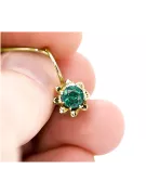 14K жълто злато 14K (585) Emerald Обеци vec092y Руски Съветски СССР Винтидж Ар-деко style