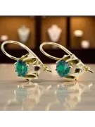 Oro amarillo de 14 quilates 14K (585) Emerald pendientes vec092y Ruso Soviético URSS Vintage Art Deco style