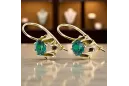 Oro amarillo de 14 quilates 14K (585) Emerald pendientes vec092y Ruso Soviético URSS Vintage Art Deco style
