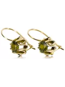 14k κίτρινο χρυσό 14K (585) Yellow Peridot Σκουλαρίκια vec092y Russian Soviet USSR Vintage Jewlery Art Deco style