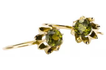 14K жълто злато 14K (585) Yellow Peridot Обеци vec092y Руски Съветски СССР Винтидж крафт Ар-деко style