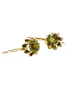14К жовте золото 14K (585) Yellow Peridot Сережки vec092y Російський Радянський СРСР Вінтаж прикраси Ар-деко style
