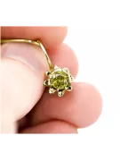 Aur galben 14K 14K (585) Yellow Peridot cercei vec092y Rusesc Sovietic URSS Vintage bijuterii Art Deco style