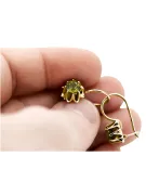 Oro amarillo de 14 quilates 14K (585) Yellow Peridot pendientes vec092y Ruso Soviético URSS Estilo vintage Art Deco style
