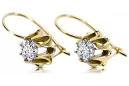 14k geltonas auksas 14K (585) Zircon auskarai vec092y Rusų Tarybinis TSRS Vintage Art Deco style
