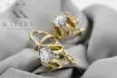 14k geltonas auksas 14K (585) Zircon auskarai vec092y Rusų Tarybinis TSRS Vintage Art Deco style