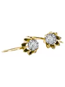 14 Karat Gelbgold 14K (585) Zircon ohrringe vec092y Russisch Sowjetisch UdSSR Vintage Schmuck Art Deco style