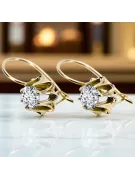 14k geltonas auksas 14K (585) Zircon auskarai vec092y Rusų Tarybinis TSRS Vintage Art Deco style