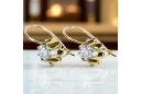 Or jaune 14 carats 14K (585) Zircon des boucles d'oreilles vec092y Russe Soviétique URSS Vintage Art Deco style