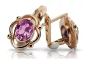 Vintage roz roz 14k 585 aur ametist cercei vec033 stil sovietic rus