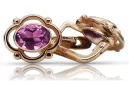 Vintage rose pink 14k 585 gold amethyst earrings vec033 Russian Soviet style