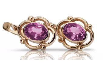 Vintage rose pink 14k 585 gold amethyst Ohrringe vec033 Russische sowjetische Stil