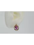 Rosa vintage rosa 14k 585 pendientes de amatista oro vec033 estilo soviético ruso