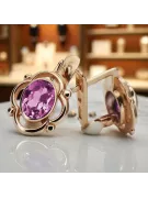 Rosa vintage rosa 14k 585 pendientes de amatista oro vec033 estilo soviético ruso