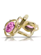 Amarillo 14k Gold 14k (585) Pendientes de amatista VEC033Y RUSA SOVIET USSS Vintage Art Deco Style