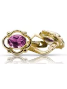 Geltona 14k Gold 14k (585) ametisst auskarai VEC033Y Rusijos sovietinis SSRS senovinis meno deco stilius