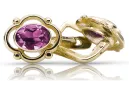 Geltona 14k Gold 14k (585) ametisst auskarai VEC033Y Rusijos sovietinis SSRS senovinis meno deco stilius