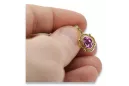 Gelb 14k Gold 14k (585) Amethyst-Ohrringe Vec033Y Russischer Sowjetischer UdSSR-Weinlese-Art-Deko-Stil