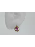 Galben 14k aur 14k (585) cercei ametist VEC033Y rus Sovietic Ussr Vintage Art Deco Style