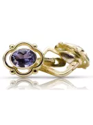 Oro amarillo de 14 quilates 14K (585) Alexandrite pendientes vec033y Ruso Soviético URSS Joyería vintage Art Deco style