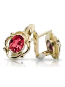 14К жовте золото 14K (585) Ruby Сережки vec033y Російський Радянський СРСР Вінтаж вироби Ар-деко style
