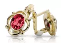 14-ка/желтое золото 14K (585) Ruby Серьги vec033y Русский Советский СССР Винтаж украшения Ар-деко style