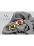 14 كارت من الذهب الأصفر 14K (585) Ruby أقراط vec033y روسي سوفيتي الاتحاد السوفيتي أسلوب فينتاج آرت ديكو style