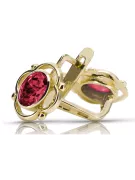 Or jaune 14 carats 14K (585) Ruby des boucles d'oreilles vec033y Russe Soviétique URSS Bijoux vintage Art Deco style