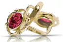 14-ка/желтое золото 14K (585) Ruby Серьги vec033y Русский Советский СССР Винтаж украшения Ар-деко style